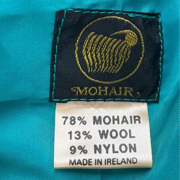 Vitage Mohair Green Geometric Mohair Blend Button-Up Cardigan Sweater Women’s - Picture 9 of 11